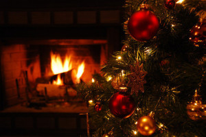 christmas log fire